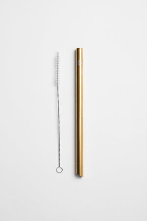 gold stainless steel bubble tea straw and straw cleaner
